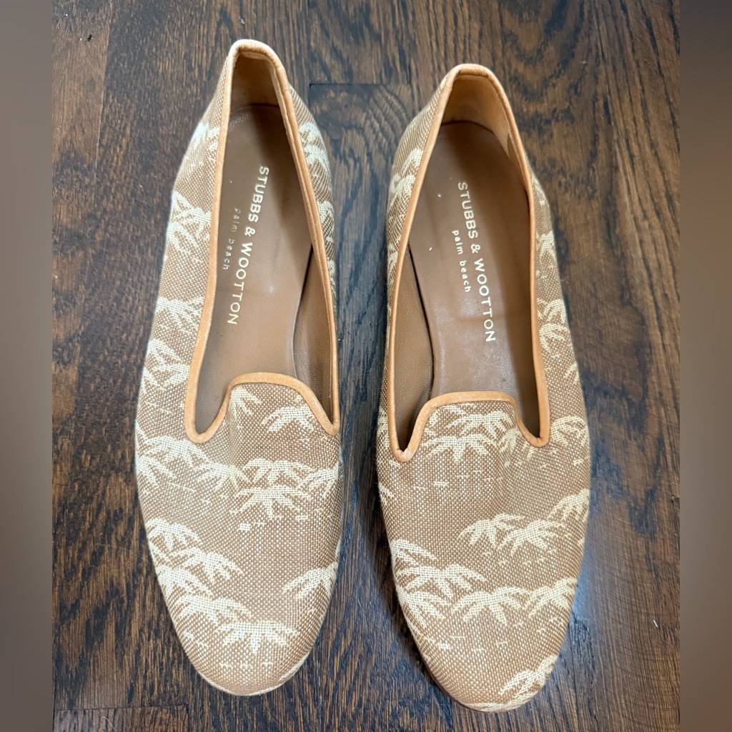 Stubbs & Wootton Tan And Cream Loafers Size 10